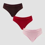 MP ženske bikini hlačke s srednje visokim pasom (3 v paketu) - blush/rožnato rdeča/fudge - XS