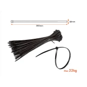 V-TAC Trak za vlečenje kablov 4,5x350 mm, črn, pakiranje po 100 kosov [11176]