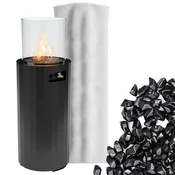 Bino - Planika - patio heater, fire column, propane or LPG/GPL gas fireplace, height 102 cm, 8 kW, black + cover