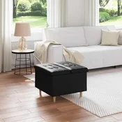 vidaXL Gumbni stol z blazino Črna 60 x 60 x 45 cm Umetna koža