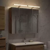 vidaXL Kopalniška ogledalna omara z LED lučmi Oreh 80 x 14.5 x 70 cm