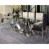 Casa Padrino luxury designer dining table silver 240 x 100 x H. 76 cm - Rectangular metal dining room table with glass top - Dining room furniture - Luxury dining room furniture