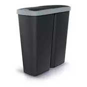 Prosperplast Koš za smeti Prosperplast Compacta Q Duo 50 l, črn s svetlo sivim pokrovom