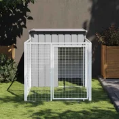 Kucica za pse s ogradenim prostorom svijetlosiva 110x201x110 cm pocincani celik