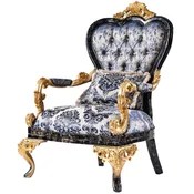 Casa Padrino luxury baroque armchair blue/black/gold - Magnificent living room armchair - Baroque style living room furniture - Luxury furniture in baroque style - Baroque furnishings