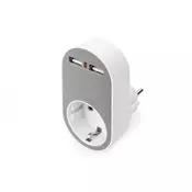 Power Adapter with 2 USB Ports 250V, 50 Hz, USB: 5V, 2.1A, white/grey