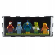 Vitrina s črnim ozadjem za 5 lego figuric, ščiti pred prahom in UV-žarki
