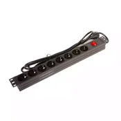 Razvodni panel PDU 19/1U sa 8 uticnih mesta, prekidacem i kablom 1,8m sa utikacem