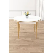 Hanah Home trpezarijski sto Osle, 90 × 90 cm, bela ploca, zlatne noge