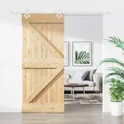 vidaXL Drsna vrata Naravna in bela 90 x 210 cm Trdna borovina