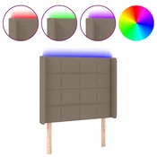 Vidaxl LED posteljno vzglavje taupe 93x16x118/128 cm blago