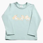 Mint majica za punčko z dolgimi rokavi in Unicorni