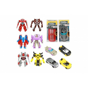 Teddies Transformer avto/robot iz plastike 10cm mešanica barv v plastični škatli 5x10,5cm