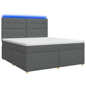 vidaXL Postelja boxspring z vzmetnico Temno siva 140 x 200 cm Blago
