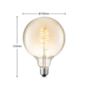 LED-žarnica Lucande E27 G125 4 W 2.700 K, z možnostjo zatemnitve, jantarno - Steklo