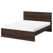 STORKLINTA Posteljni okvir, temno rjava imitacija hrasta/Lönset, 140x200 cm