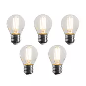 Komplet 5 E27 zatemnitvenih LED žarnic z žarilno nitko G45 prozornih 4W 470 lm 2700K
