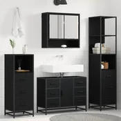 vidaXL Komplet pohištva za kopalnico 4 pcs Črni hrast 80 x 33 x 60 cm