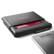 Axagon ADSA-CC USB-C 10Gbps - NVMe M.2 SSD & SATA 2.5 /3.5 SSD /HDD CLONE MASTER 2 - Digital /Daten - NVMe USB 3.2 Gen 2 (3.1 Gen 2) Type-C Black