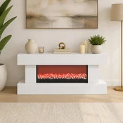 vidaXL Električni kamin Bela 100 x 30 x 44 cm Inženirski les