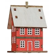 shumee Lesen obesek za božično drevesce 4,5x6x7cm Pisana hišica z vrvico iz jute