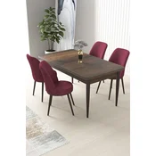 Hanah Home Set Trpezarijski sto i 4 stolice Nil, Bordo-braon