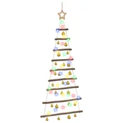Vidaxl Viseče božično drevo s kroglicami 120 cm 50 LED Večbarvno
