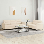 2-dijelni set sofa s jastucima bež od mikrovlakana