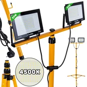 LED reflektor 2x50W s teleskopskim gradbenim stojalom – nevtralna bela 4500K 60947