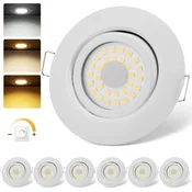 6x CLOKSH LED 85 mm vrtljivi zatemnilni vgradni reflektorji - 5 W