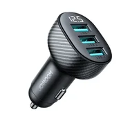 shumee 3,4A avtopolnilec s 3x USB-A zaslonom, črn