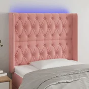 Vidaxl vidaXL Vzglavje postelje z LED svetlo roza 93x16x118/128 cm žamet
