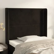 Uzglavlje s ušima crno 93x16x118/128 cm baršunasto