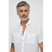 Košulja s dodatkom lana Liu Jo boja: bijela, regular, s klasičnim ovratnikom