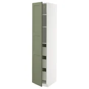 METOD / MAXIMERA Visoki element s fiokama, bela/Axstad sivozelena, 40x60x200 cm