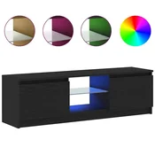 Vidaxl TV omarica z LED lučkami črn hrast 120x30x36 cm inženirski les