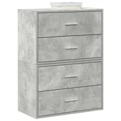 Vidaxl Omarice z 4 predaloma 2 kosa betonsko siva 60x31x40 cm inž. les