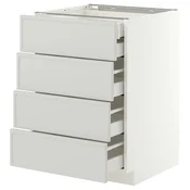 METOD / MAXIMERA Pod.elem.4fronta/2donj/3sred.fioke, bela/Aspudden svetlosiva, 60x60 cm