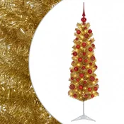 Vidaxl Umetno vitko božično drevo z okrasnimi kroglami 150 cm 150 LED