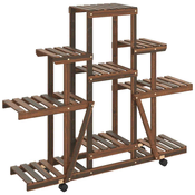 Stalak za cvijece s kotacima 110x25x101 cm od masivne jelovine