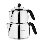 Double Turkish teapot, stainless steel, 1.2L/2L, Orbit - Korkmaz
