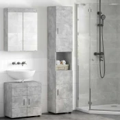 vidaXL Kopalniška omarica TULUM Betonsko siva 37 x 31.5 x 203 cm