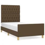 Vidaxl Posteljni okvir brez vzmetnice temno rjav 90x190 cm blago