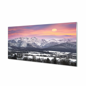 tulup.si Slika na akrilnem steklu Mountain pozimi 125x50 cm 4 obešalnika