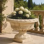 Casa Padrino Baroque Flower Pot Beige A� 70 x H. 50 cm - Baroque Garden Decor