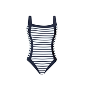 SUNFLAIR Enodelne kopalke temno modra/bela