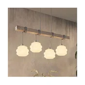 Brilagi - Lestenec na vrvici WOOD GLASS 4xE27/60W/230V borovina/siva/bela