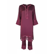 Radwa Tunika RADWA 2 PCs Womens Floral Co-ord Set temno rdeča