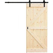 Lesena drsna vrata Loft Rustic motiv K bor surov drsni sistem 95 cm x 210 cm