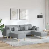 Sofa s jastukom 3 pcs Svijetlo siva tkanina